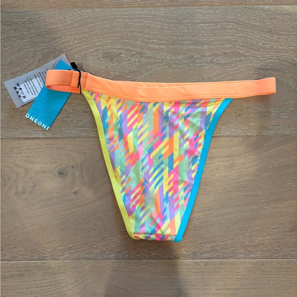 Free People OneOne cheeky bikini bottom small NEW swim bottoms neon - Picture 6 of 6